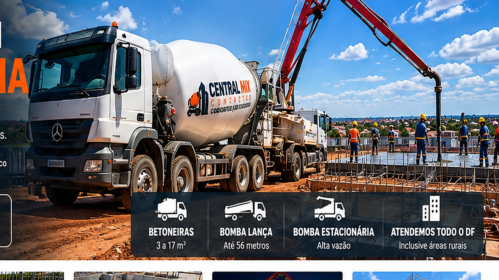 Caminhão betoneira e bombeamento de concreto em Valparaíso de Goiás, GO